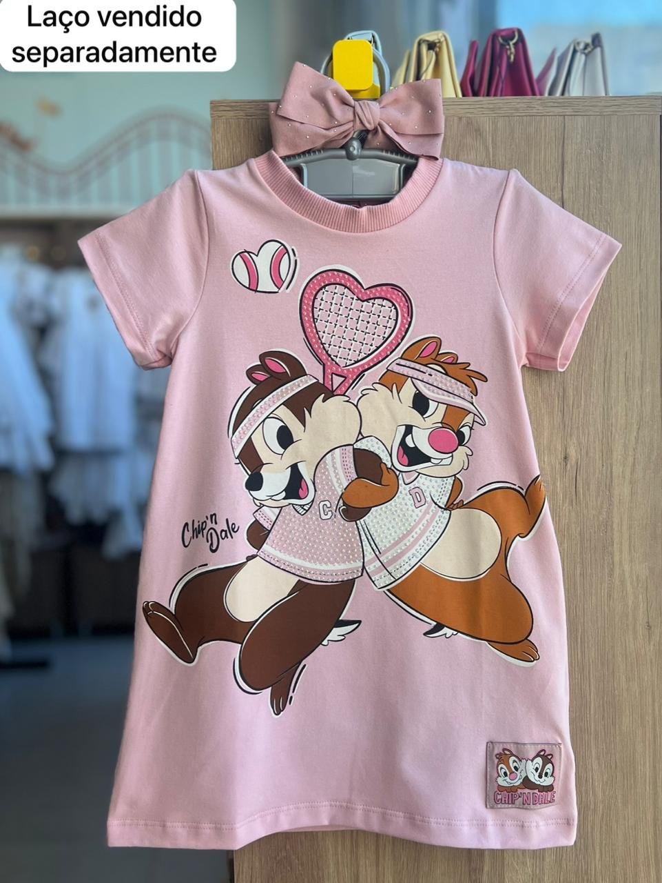 VESTIDO MANGA CURTA TICO TECO TENISTA MENINA MOMI - ROSA