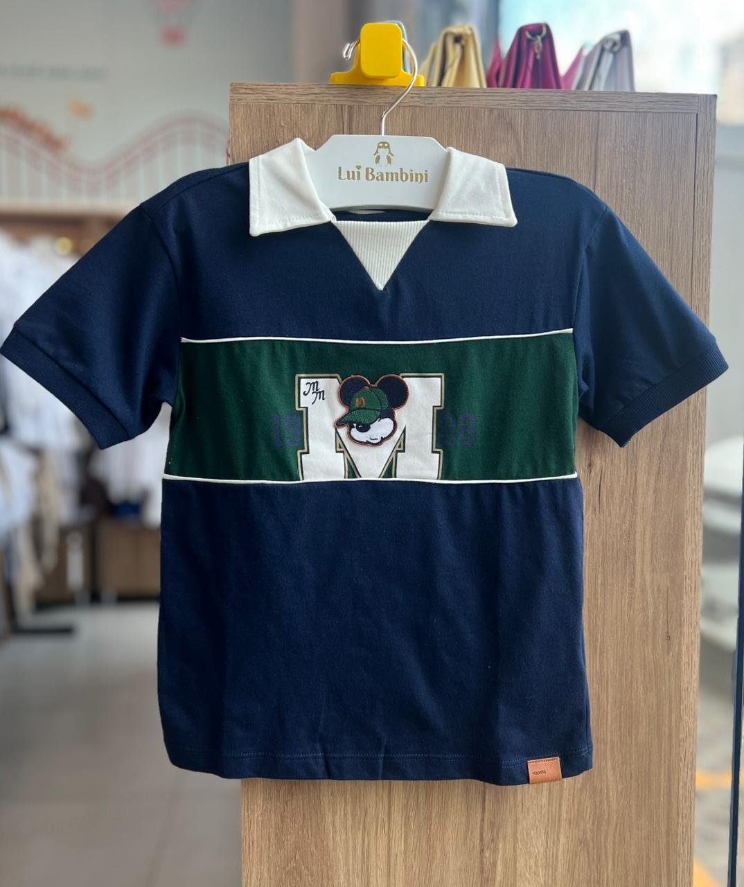 CAMISETA MANGA CURTA LISTRAS BEISEBOL MICKEY MOUSE PATCH M MENINO YOUCCIE - MARINHO