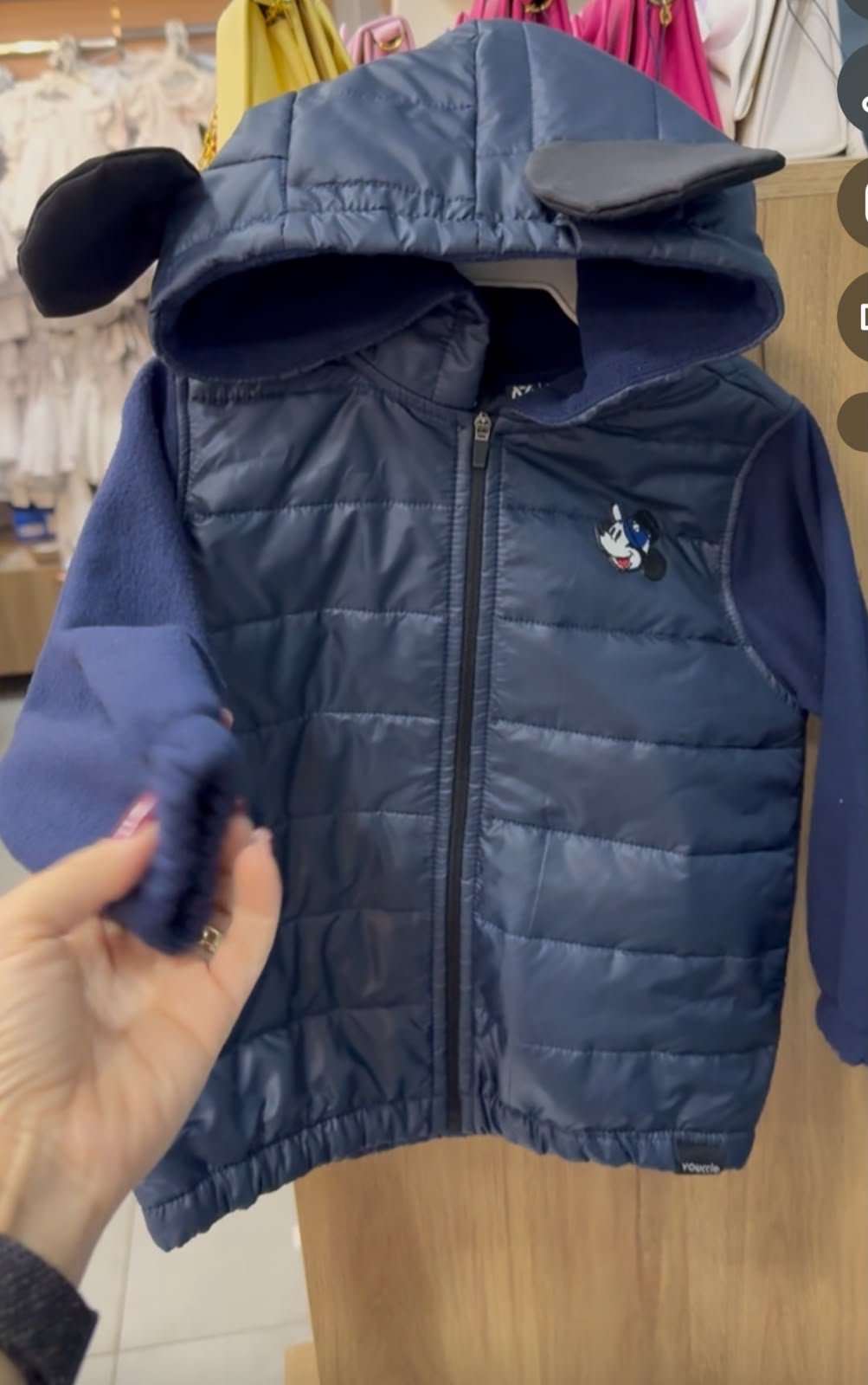 JAQUETA MANGA LONGA PUFFER CORTA VENTO ORELHAS MICKEY MENINO YOUCCIE - MARINHO