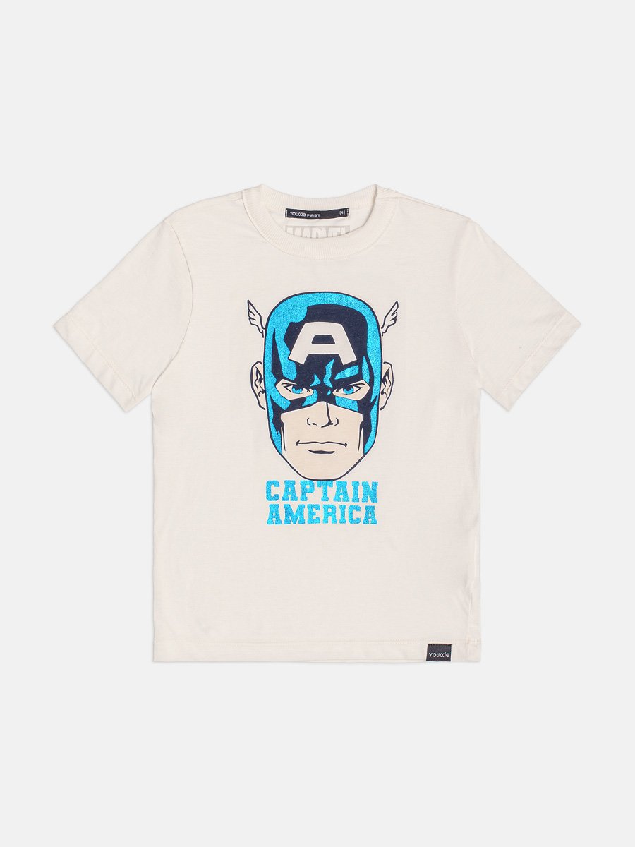 CAMISETA MANGA CURTA CAPITÃO AMÉRICA MARVEL HEROI MENINO YOUCCIE - OFF