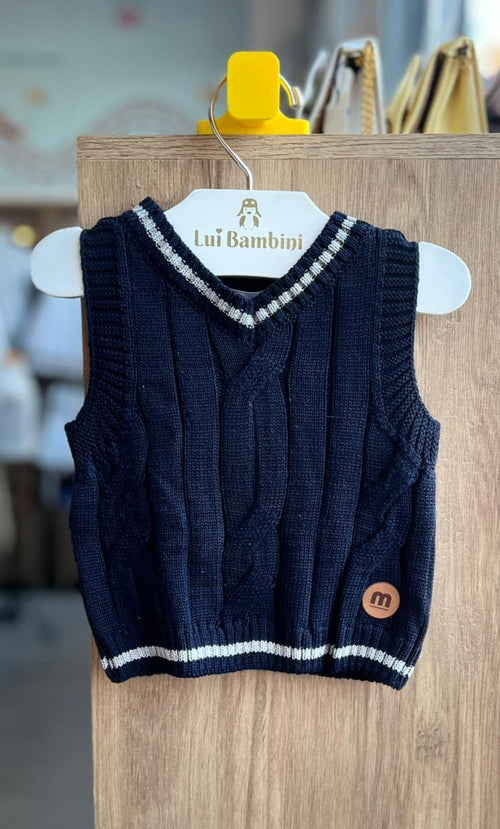 COLETE REGATA RELEVO GOLA V TRICO TRICOT MENINO MILON - MARINHO