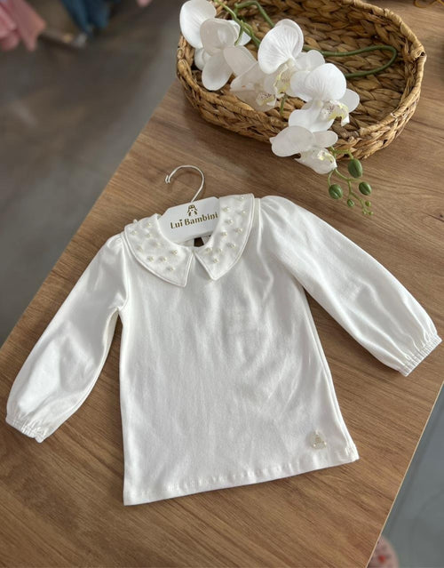 BLUSA MANGA LONGA PÉROLAS GOLA MENINA MILON - OFF