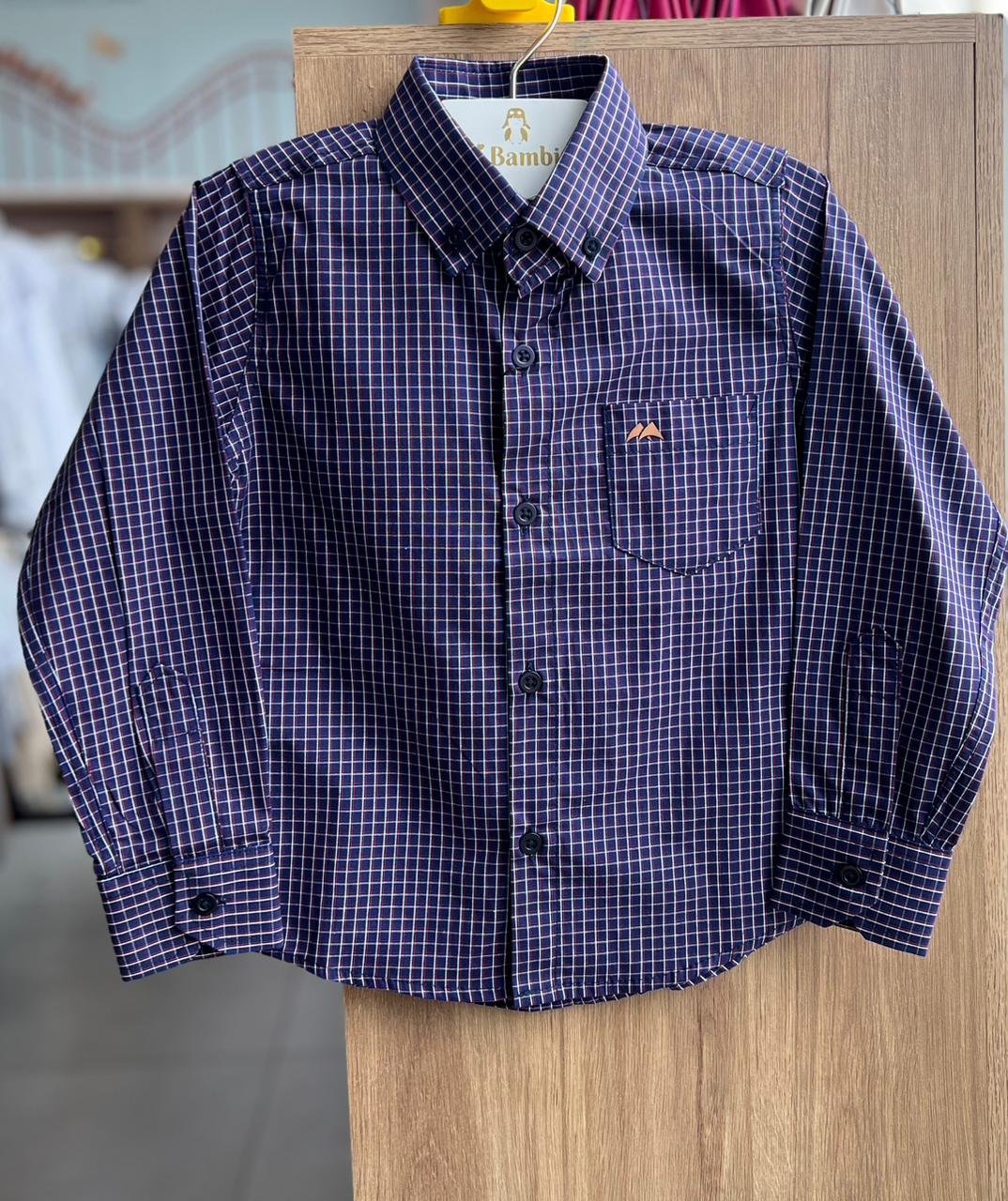 CAMISA MANGA LONGA XADREZ BOTÕES FESTA JUNINO MENINO MX 72 - MARINHO