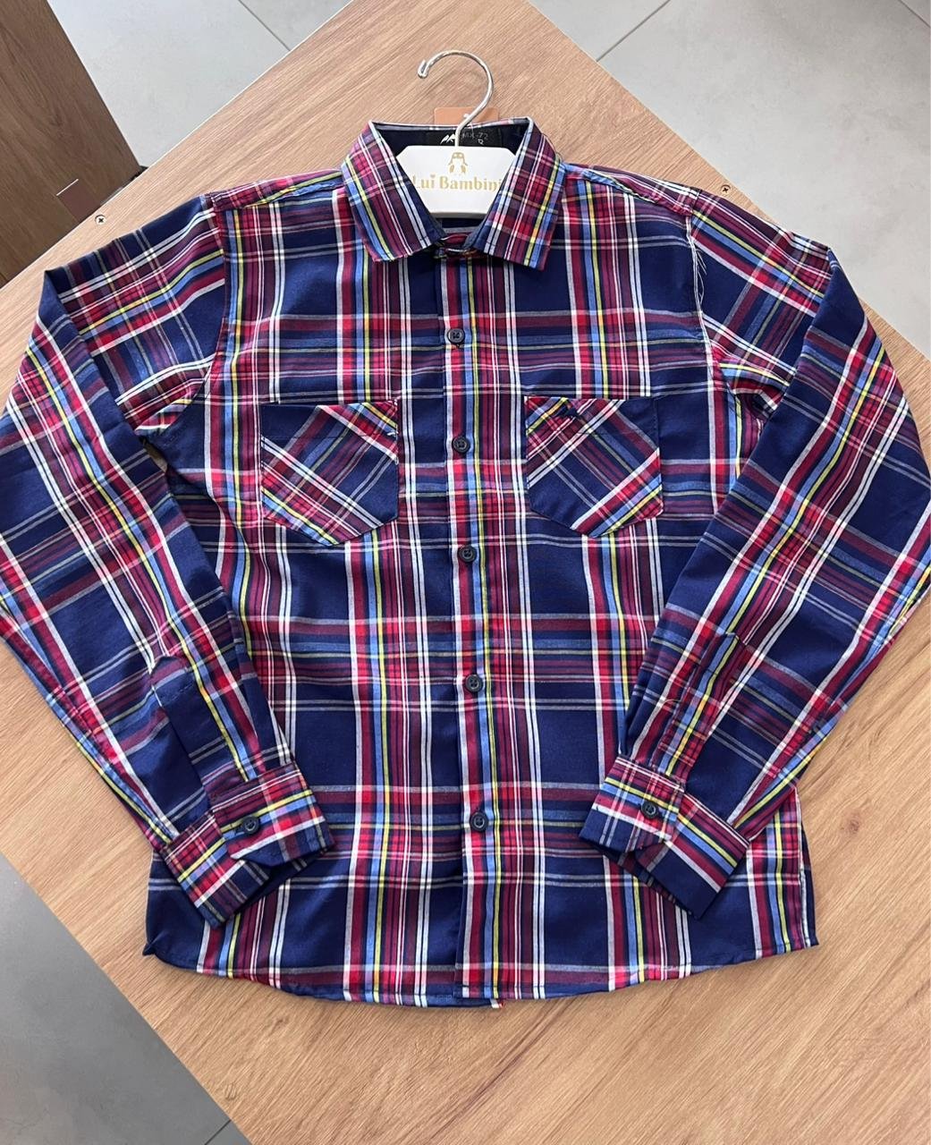 CAMISA MANGA LONGA XADREZ BOTÕES FESTA JUNINO MENINO MX 72 - AZUL ESCURO