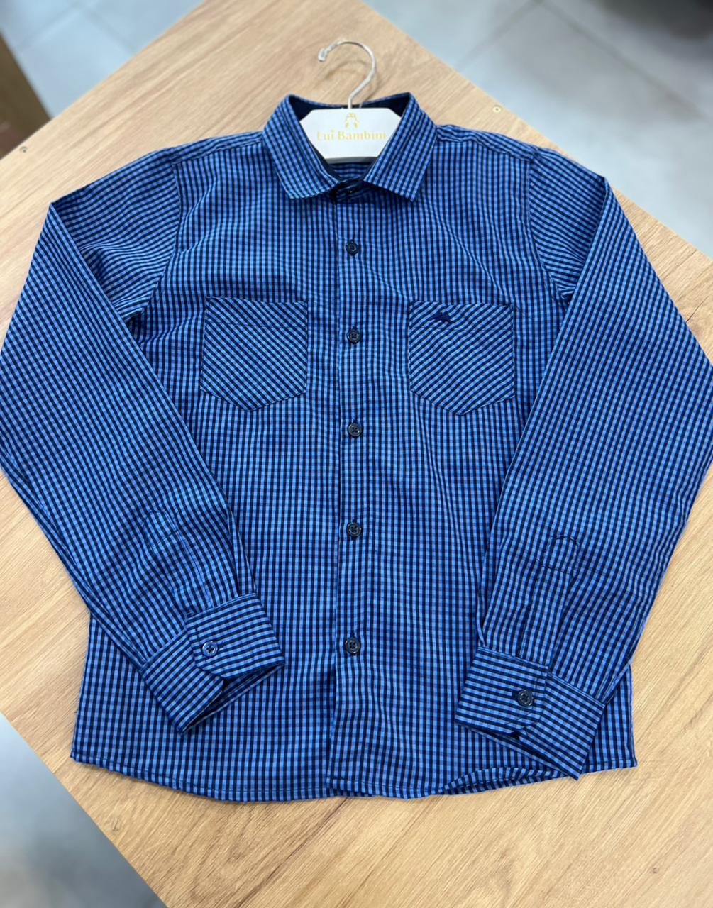 CAMISA MANGA LONGA XADREZ BOTÕES FESTA JUNINO MENINO MX 72 - MARINHO