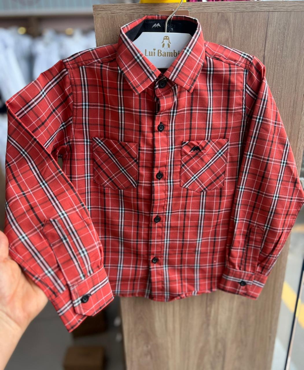 CAMISA MANGA LONGA XADREZ BOTÕES FESTA JUNINO MENINO MX 72 - LARANJA