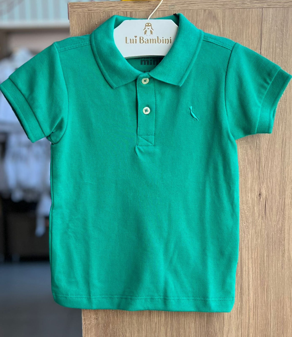 CAMISA MANGA CURTA GOLA POLO PIQUET MINIMALISTA PICA PAU BORDADO MENINO RESERVA MINI - VERDE BANDEIRA