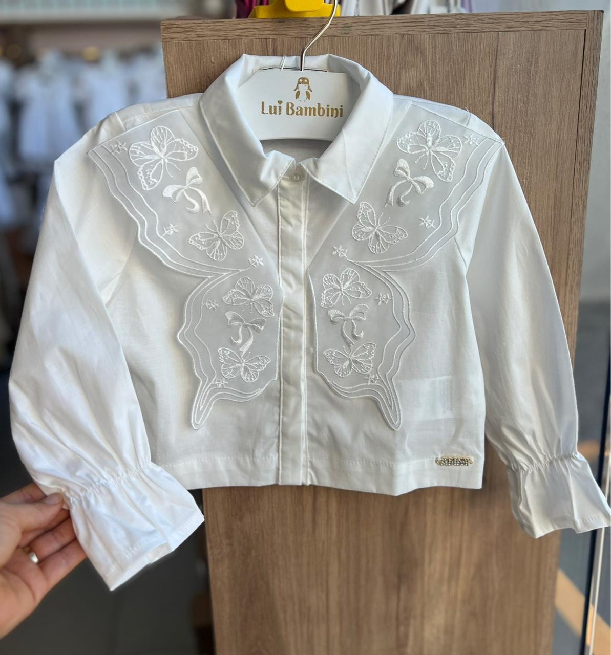 CAMISA MANGA LONGA BOTÕES BABADO BORBOLETA MENINA ANIMÊ - OFF