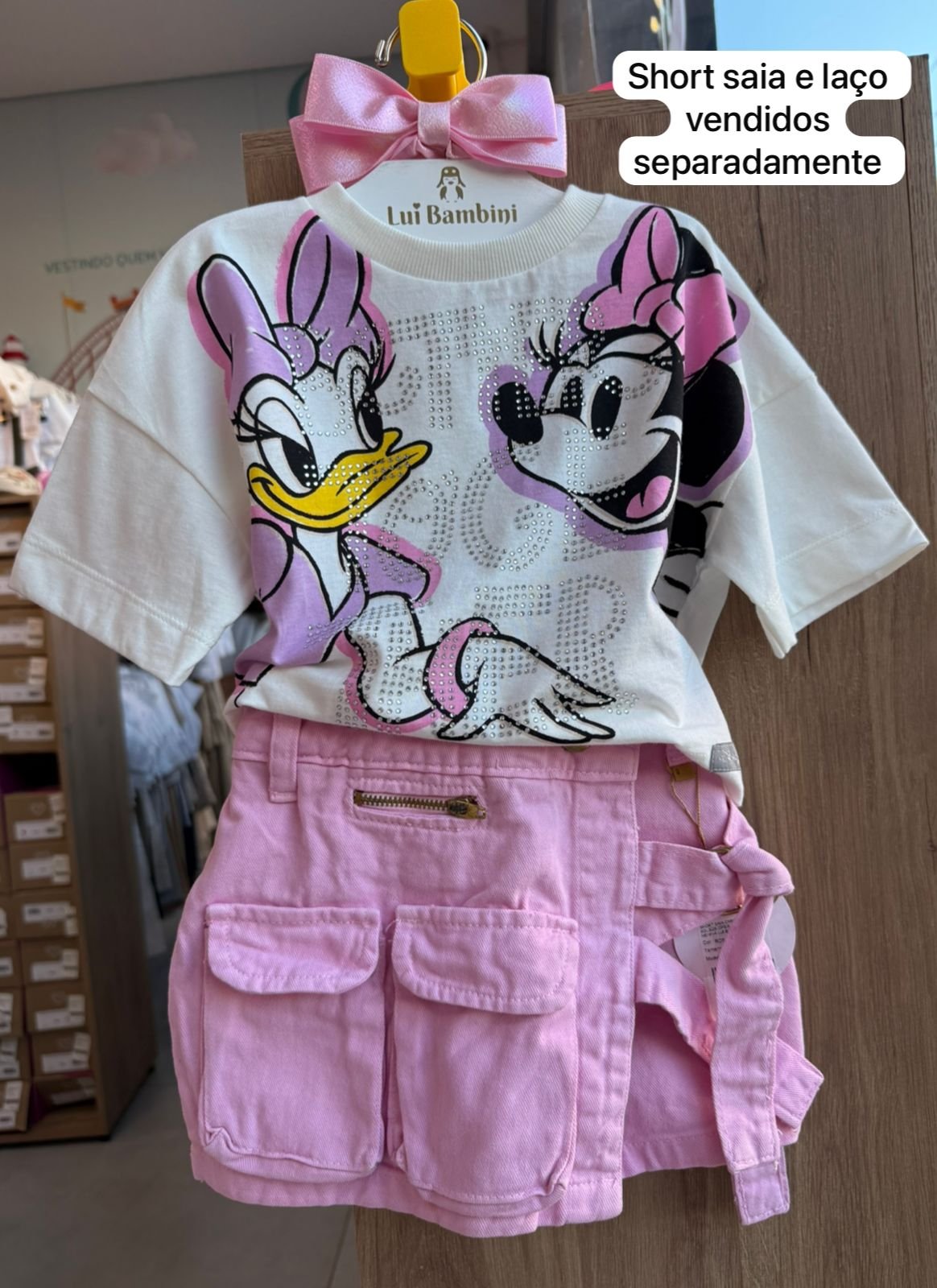 BLUSA MANGA CURTA STRASS FRIENDS MINNIE E MARGARIDA MENINA ANIMÊ - OFF