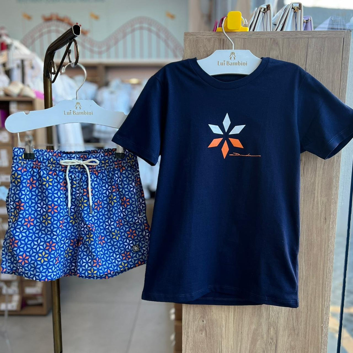 CONJUNTO CAMISETA MANGA CURTA ESTRELA E BERMUDA MENINO DUDES - MARINHO
