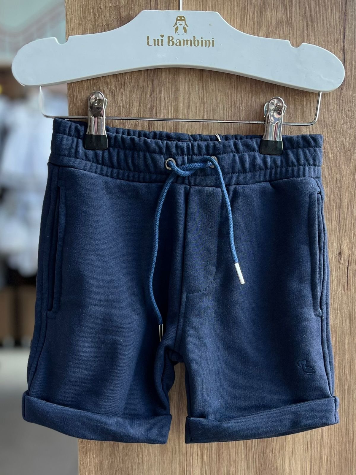 BERMUDA CORDÃO ELÁSTICO CÓS MOLETOM BOLSO BÁSICO LISO MENINO DUDES - MARINHO