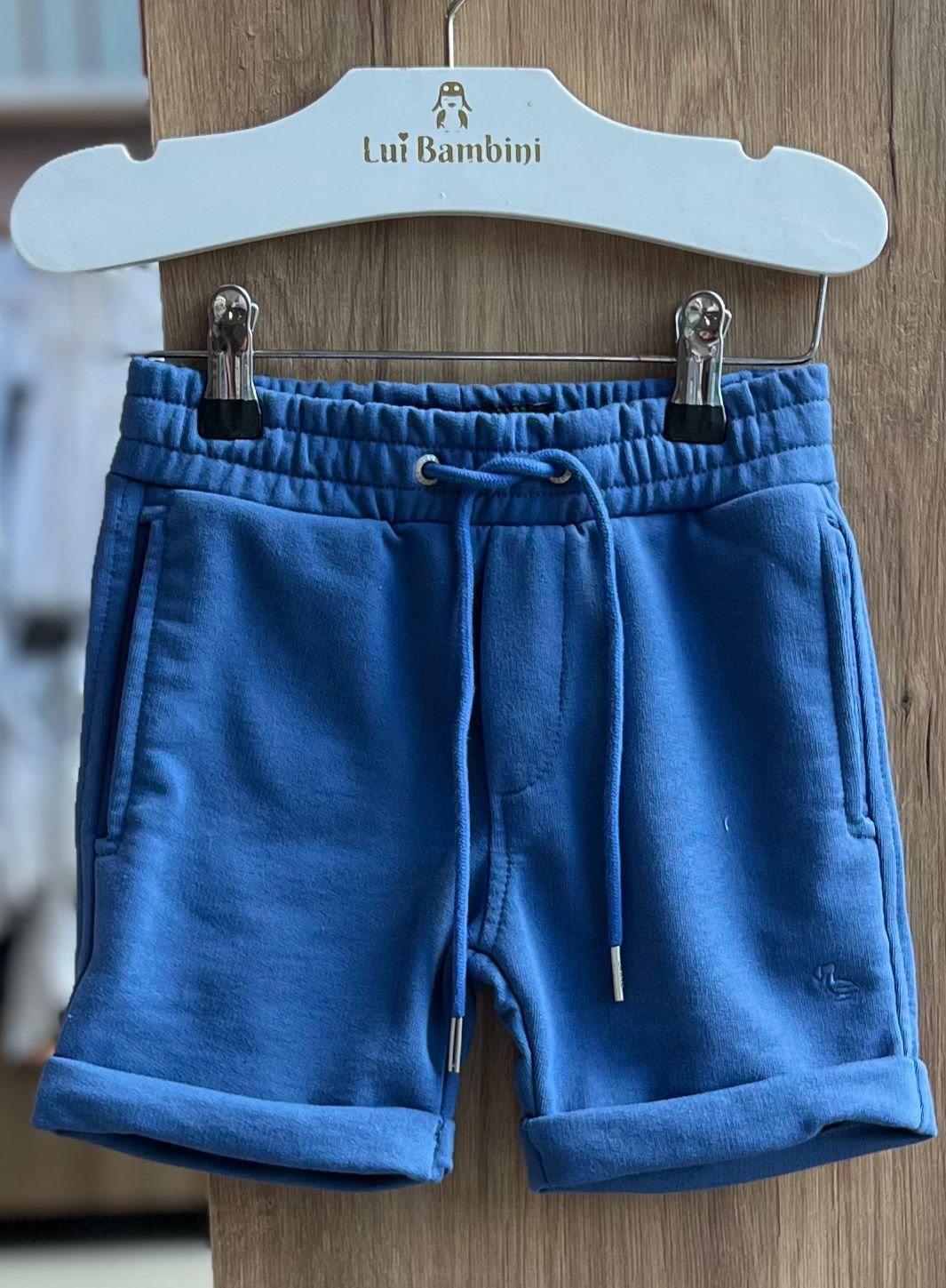 BERMUDA CORDÃO ELÁSTICO CÓS MOLETOM BOLSO BÁSICO LISO MENINO DUDES - AZUL