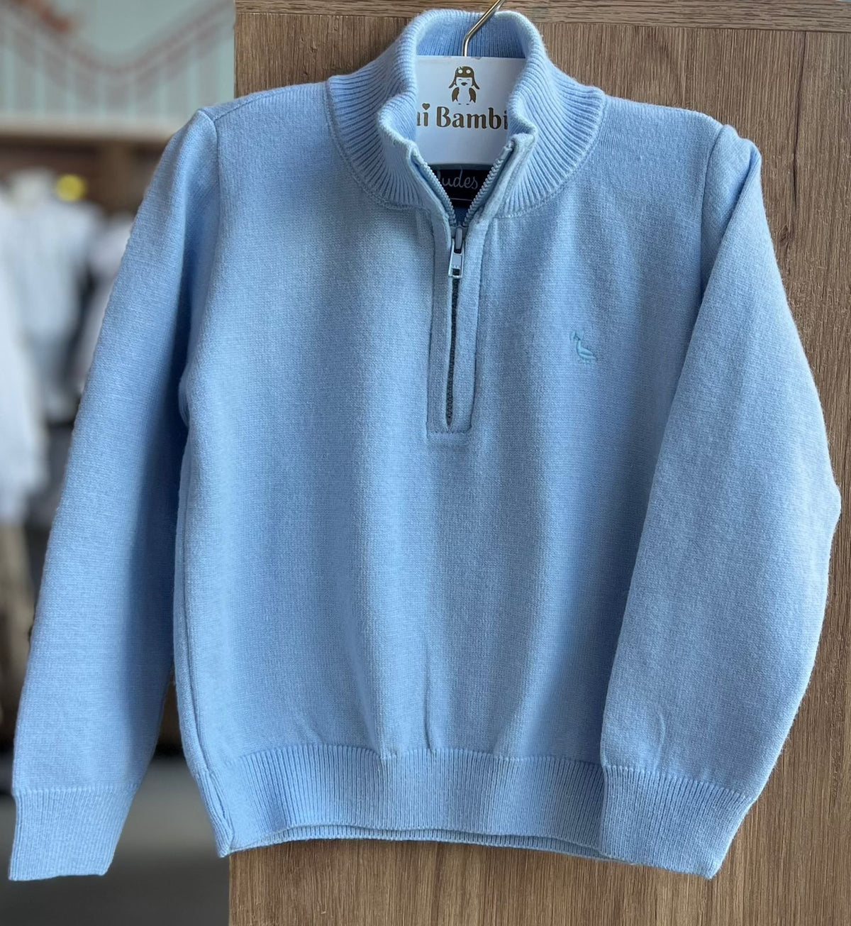CASACO MANGA LONGA SUETER ZÍPER TRICO TRICOT DODO BORDADO MENINO DUDES - AZUL