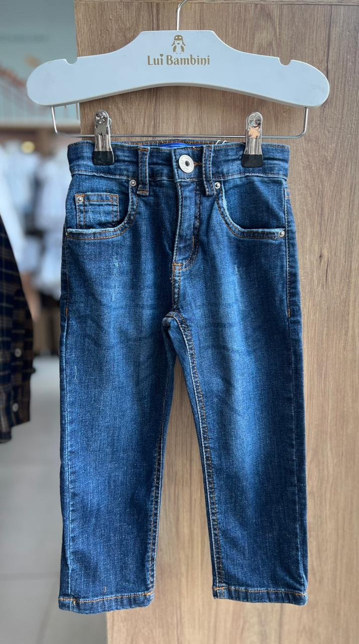 CALÇA AJUSTE INTERNO BOLSO BOTÕES JEANS MENINO RICHES - JEANS