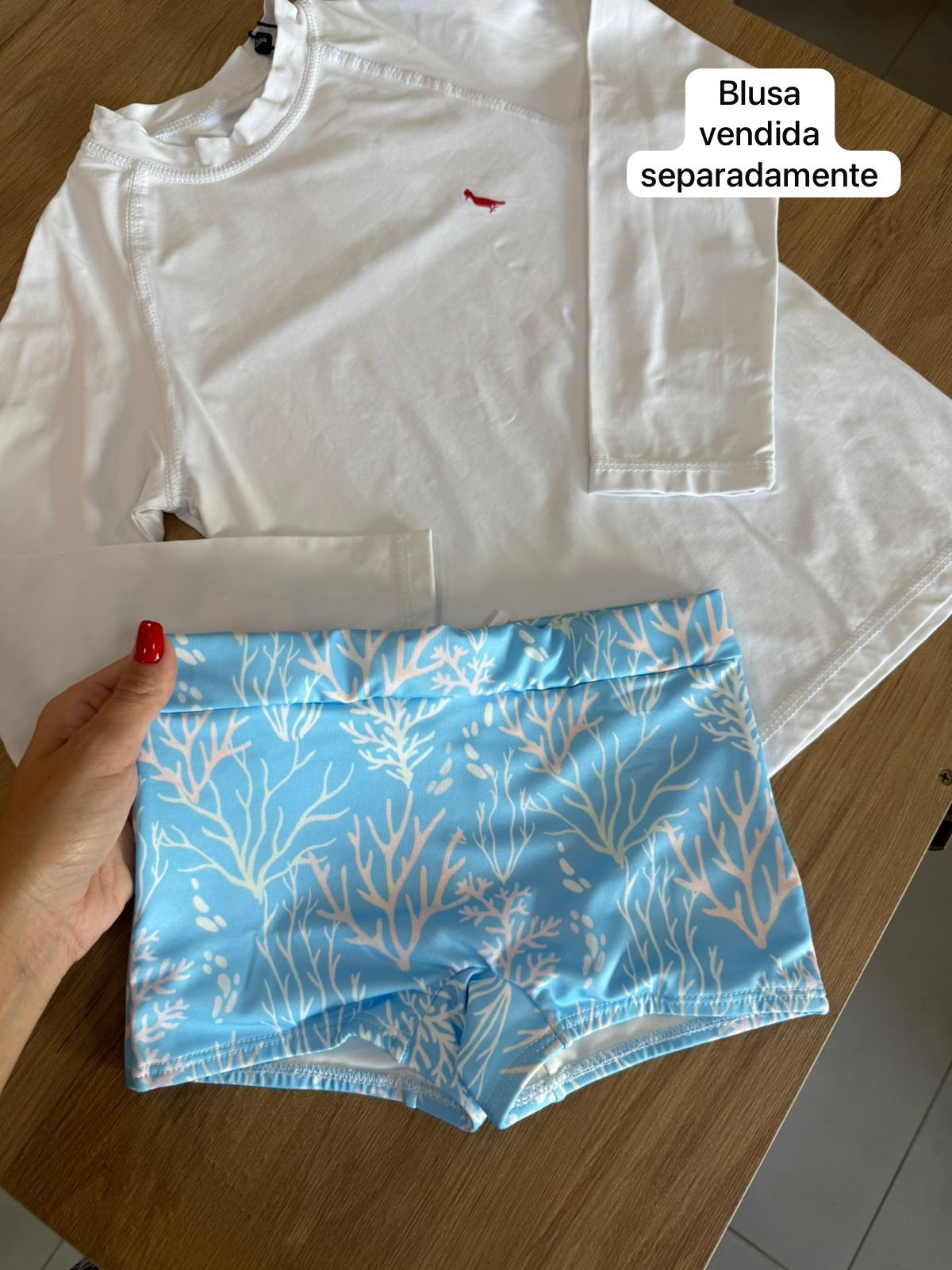 SUNGA ESTAMPAS ALGAS FUNDO DO MAR PROTEÇÃO UV50+ MENINO RICHES - BRANCO