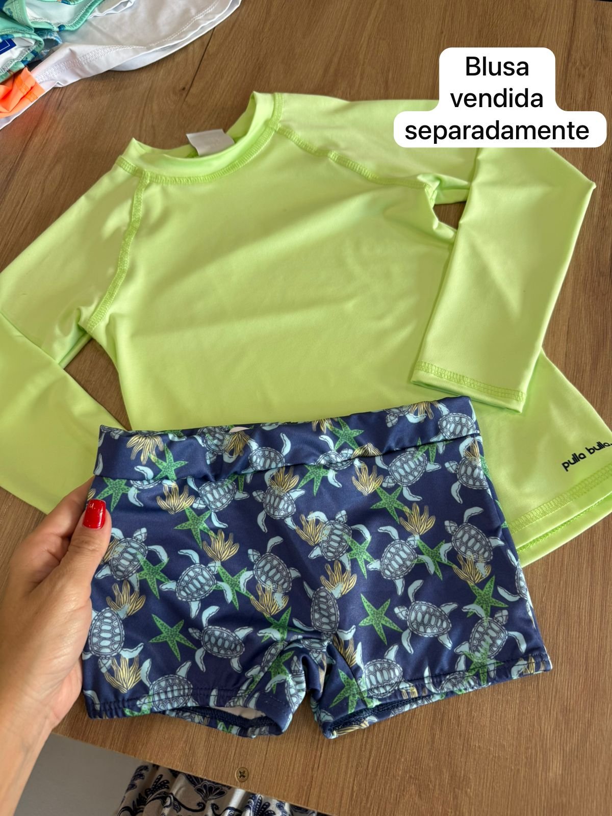 SUNGA ESTAMPAS TARTARUGAS MARINHA PROTEÇÃO UV50+ MENINO RICHES - MARINHO