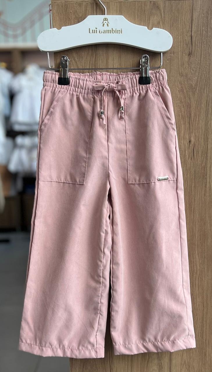 CALÇA WIDE LEG NYLON SMASH BOLSO CORDÃO ELÁSTICO CÓS MENINA SOMNII - ROSA CLARO