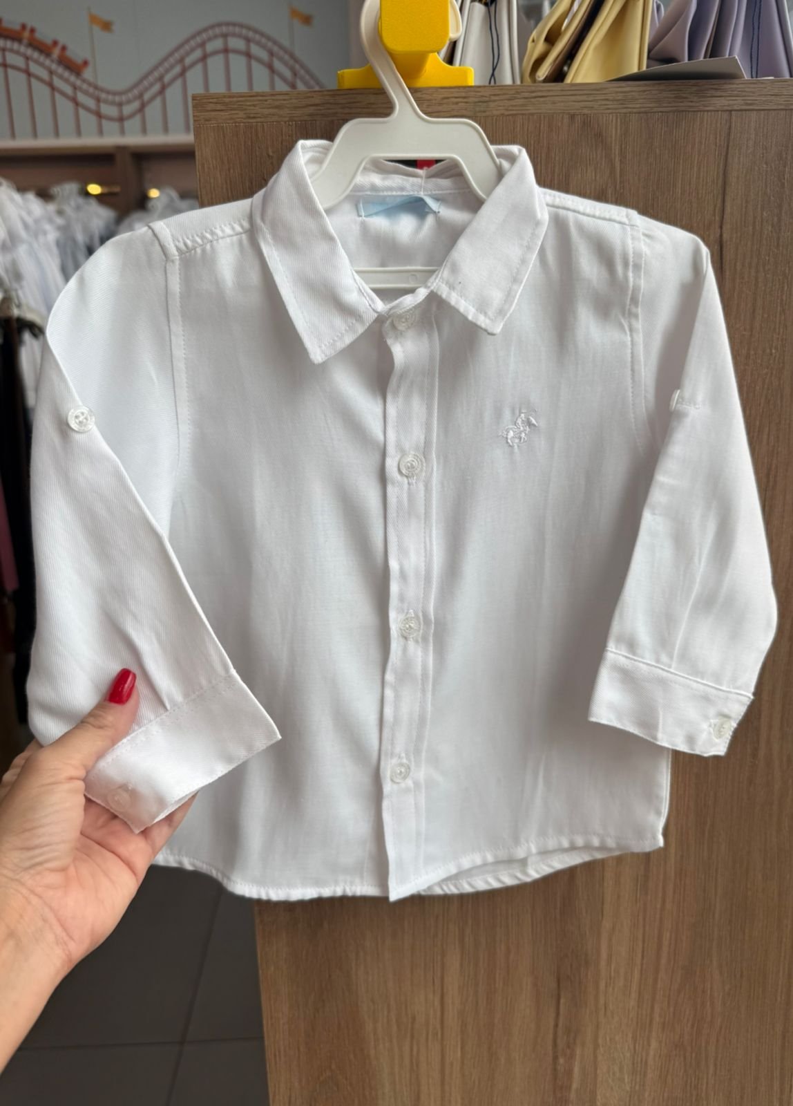 CAMISA MANGA LONGA BATIZADO MINIMALISTA BOTÕES TOULOUSE MENINO POLO INFANTI - BRANCO