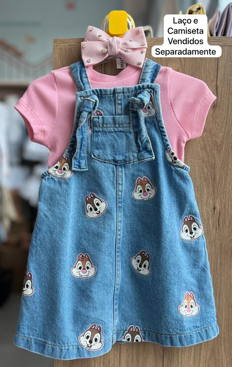 SALOPETE ALÇA BOLSO TICO E TECO MENINA MOMI - JEANS