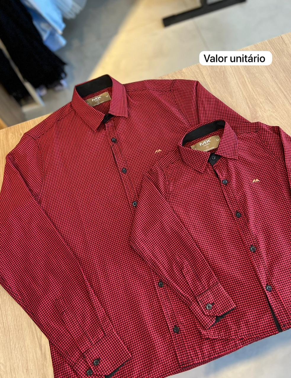 CAMISA MANGA LONGA XADREZ BOTÕES FESTA JUNINO MENINO MX 72 - VERMELHO