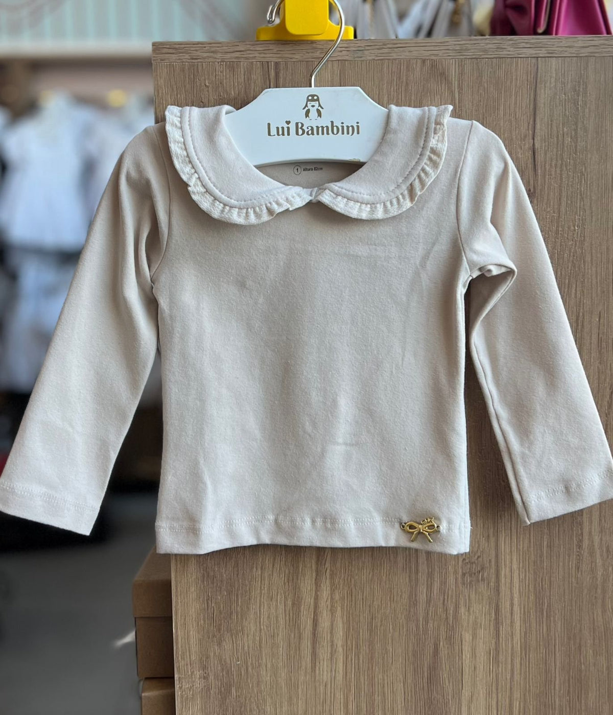 BLUSA MANGA LONGA BABADO GOLA MENINA FAKINI - BEGE