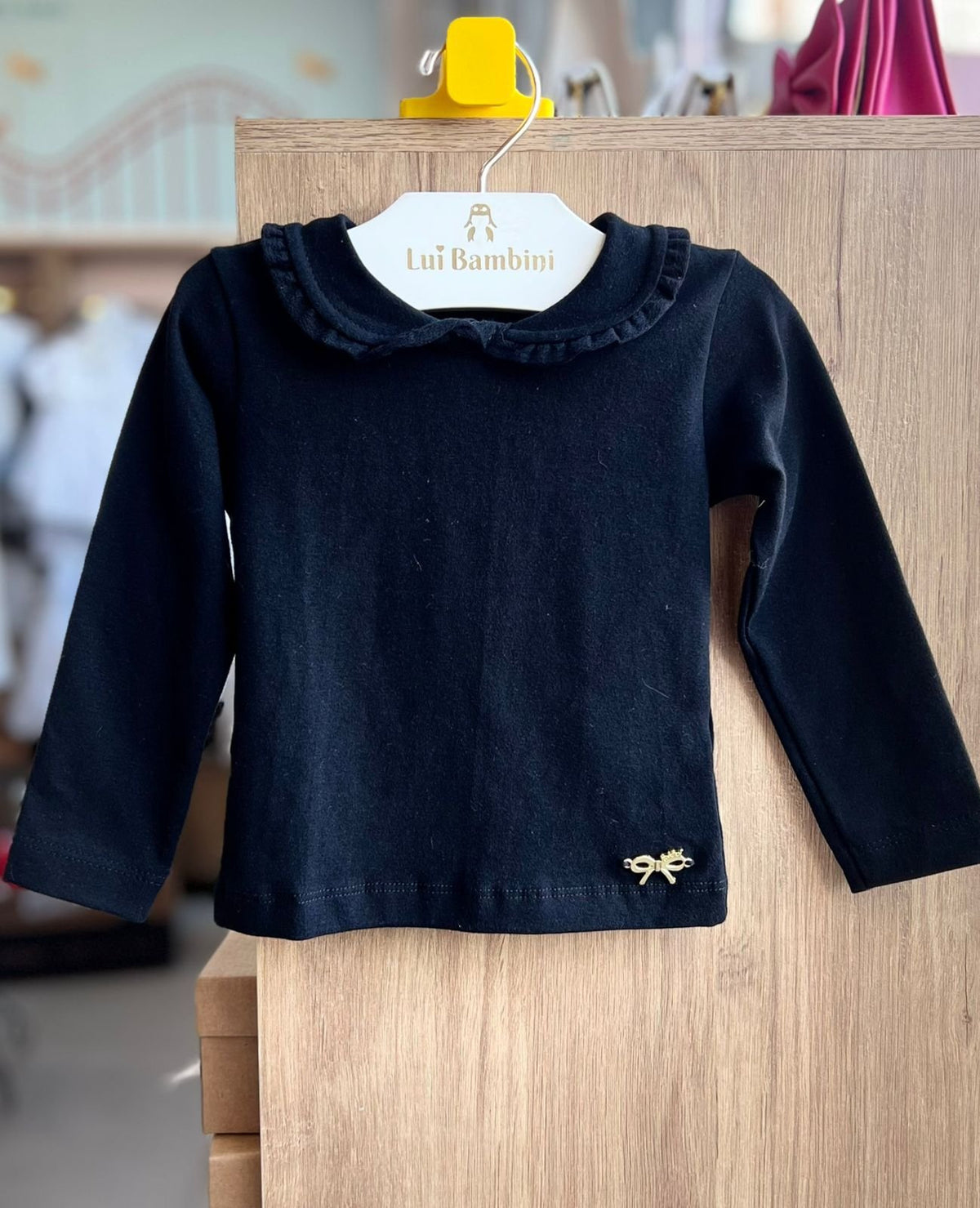 BLUSA MANGA LONGA BABADO GOLA MENINA FAKINI - PRETO