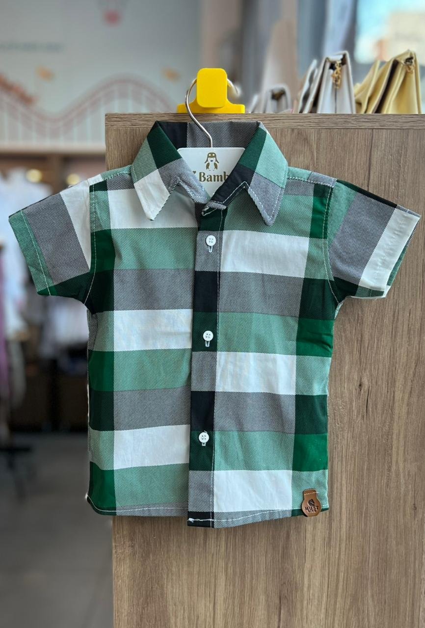 CAMISA MANGA CURTA XADREZ FESTA JUNINA MENINO LUI BAMBINI - VERDE