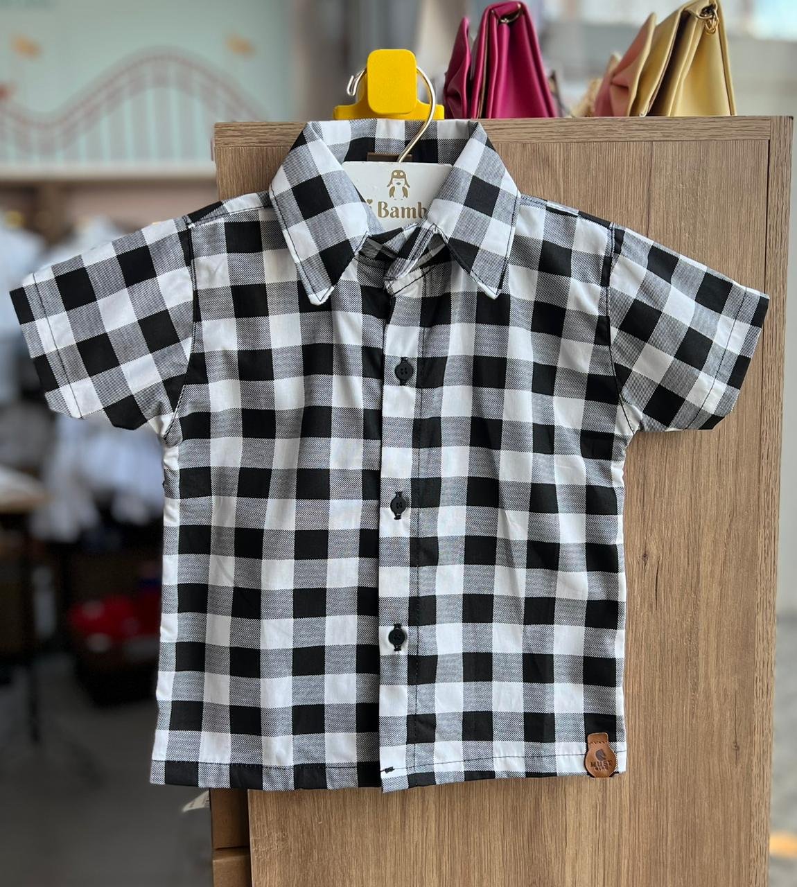 CAMISA MANGA CURTA XADREZ FESTA JUNINA MENINO LUI BAMBINI - PRETO/OFF
