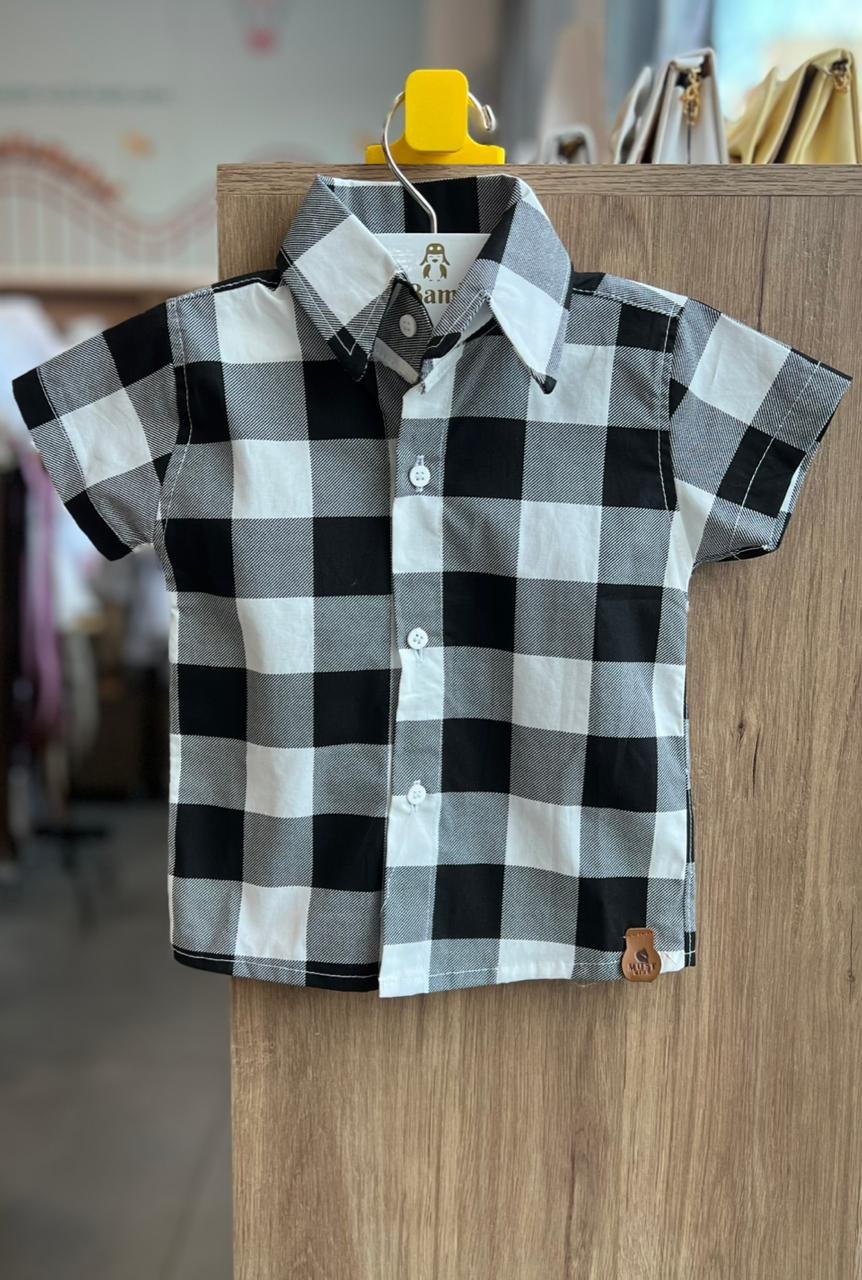 CAMISA MANGA CURTA XADREZ FESTA JUNINA MENINO LUI BAMBINI - OFF/PRETO