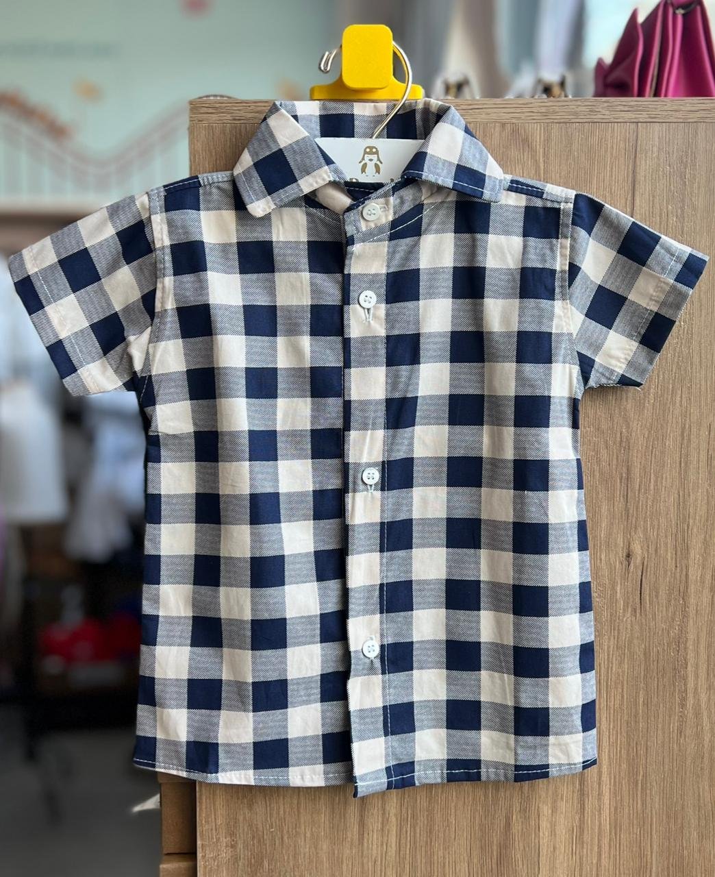 CAMISA MANGA CURTA XADREZ FESTA JUNINA MENINO LUI BAMBINI - AZUL/OFF