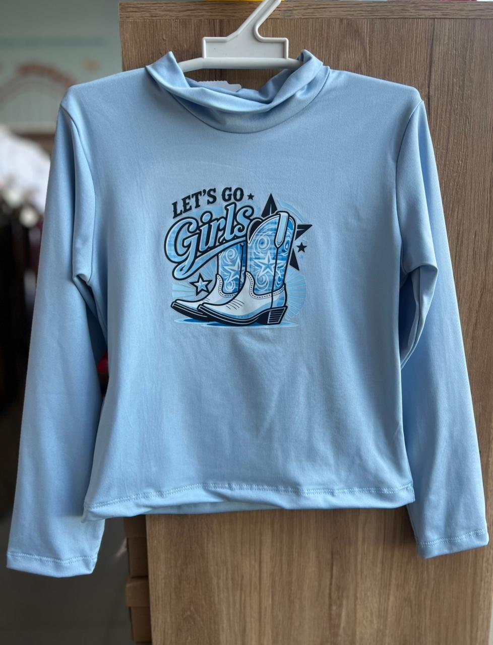 BLUSA MANGA LONGA BOTA BOIADEIRA MENINA LUI BAMBNI - AZUL