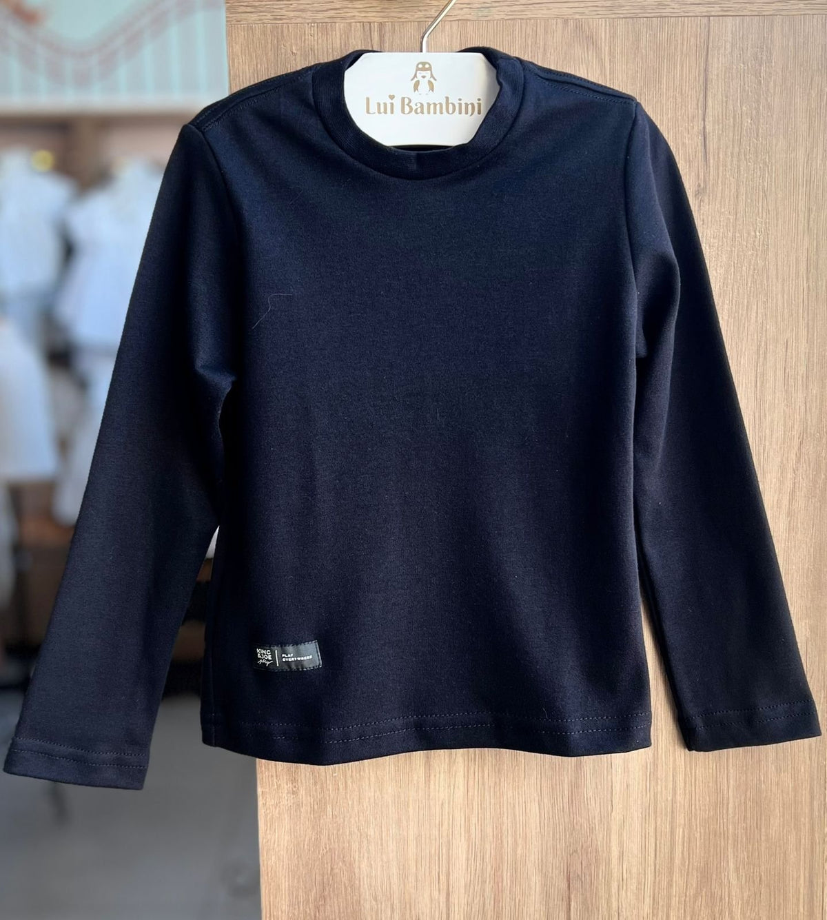 CAMISETA MANGA LONGA SUEDINE LISA BÁSICA MENINO KING&JOE - PRETO