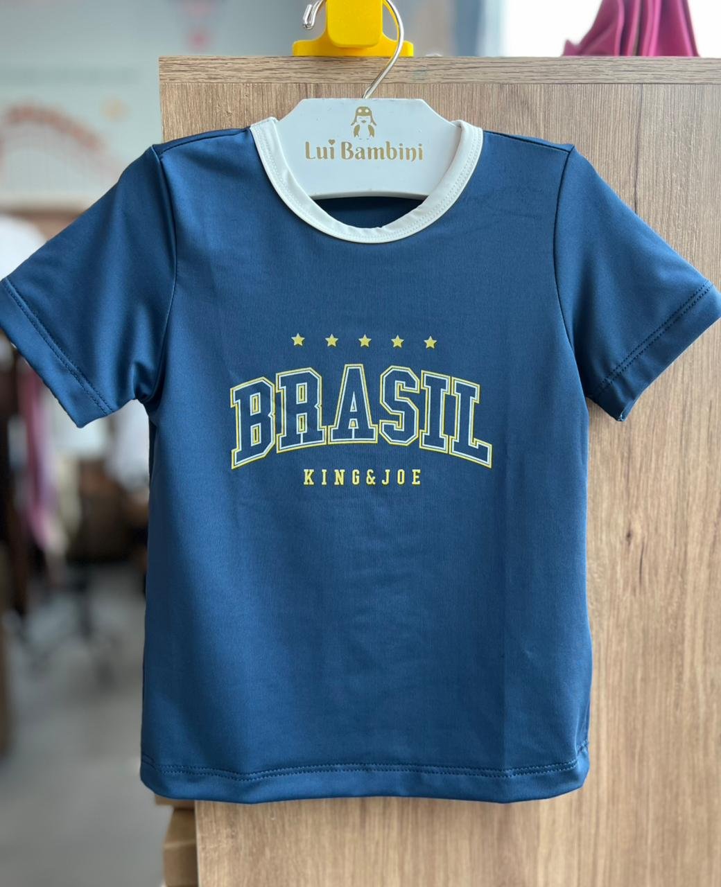 CAMISETA MANGA CURTA DRY FLEX COPA DO MUNDO BRASIL HEXA MENINO KING&JOE - MARINHO