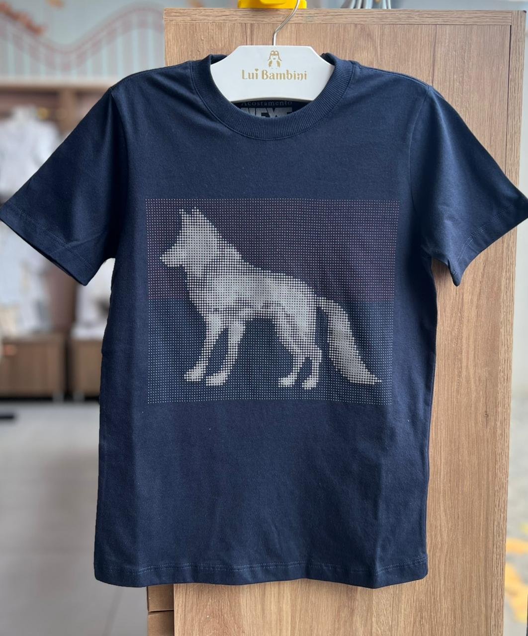 CAMISETA MANGA CURTA LOBO EMBORRACHADO PONTINHOS MENINO ACOSTAMENTO - MARINHO