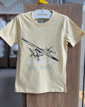 CAMISETA MANGA CURTA AVIÃO MENINO ACOSTAMENTO - AMARELO CLARO