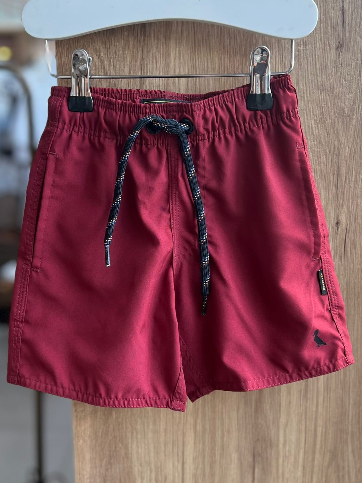 SHORT MINI PRAIA LISO BÁSICO MINIMALISTA PICA PAU BOLSO MENINO RESERVA MINI - VERMELHO