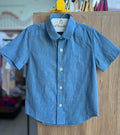CAMISA MANGA CURTA SIERRA BOTÕES MINIMALISTA PICA PAU BORDADO MENINO RESERVA MINI - AZUL
