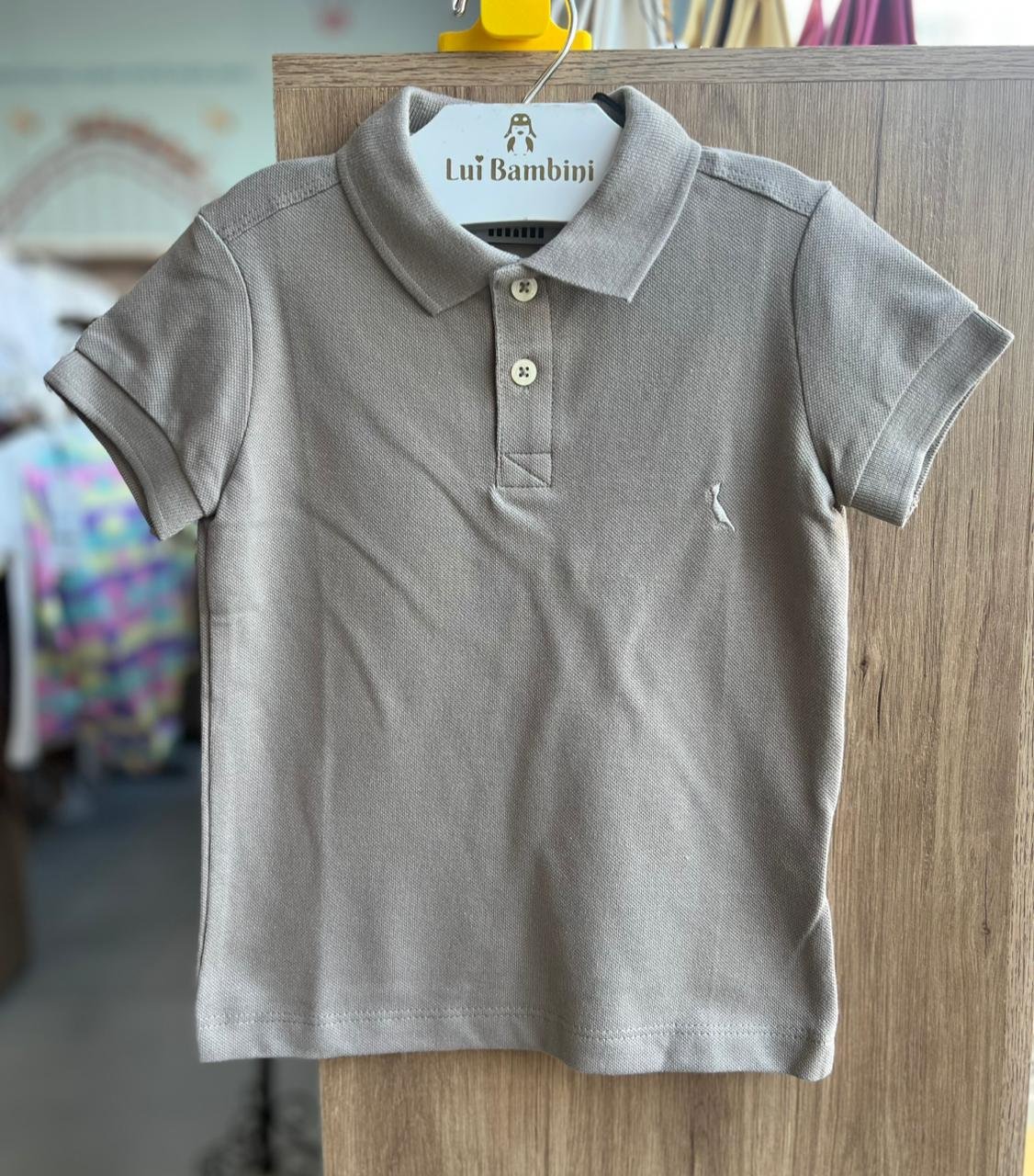 CAMISA MANGA CURTA POLO PIQUET MINIMALISTA PICA PAU BORDADO MENINO RESERVA MINI - BEGE