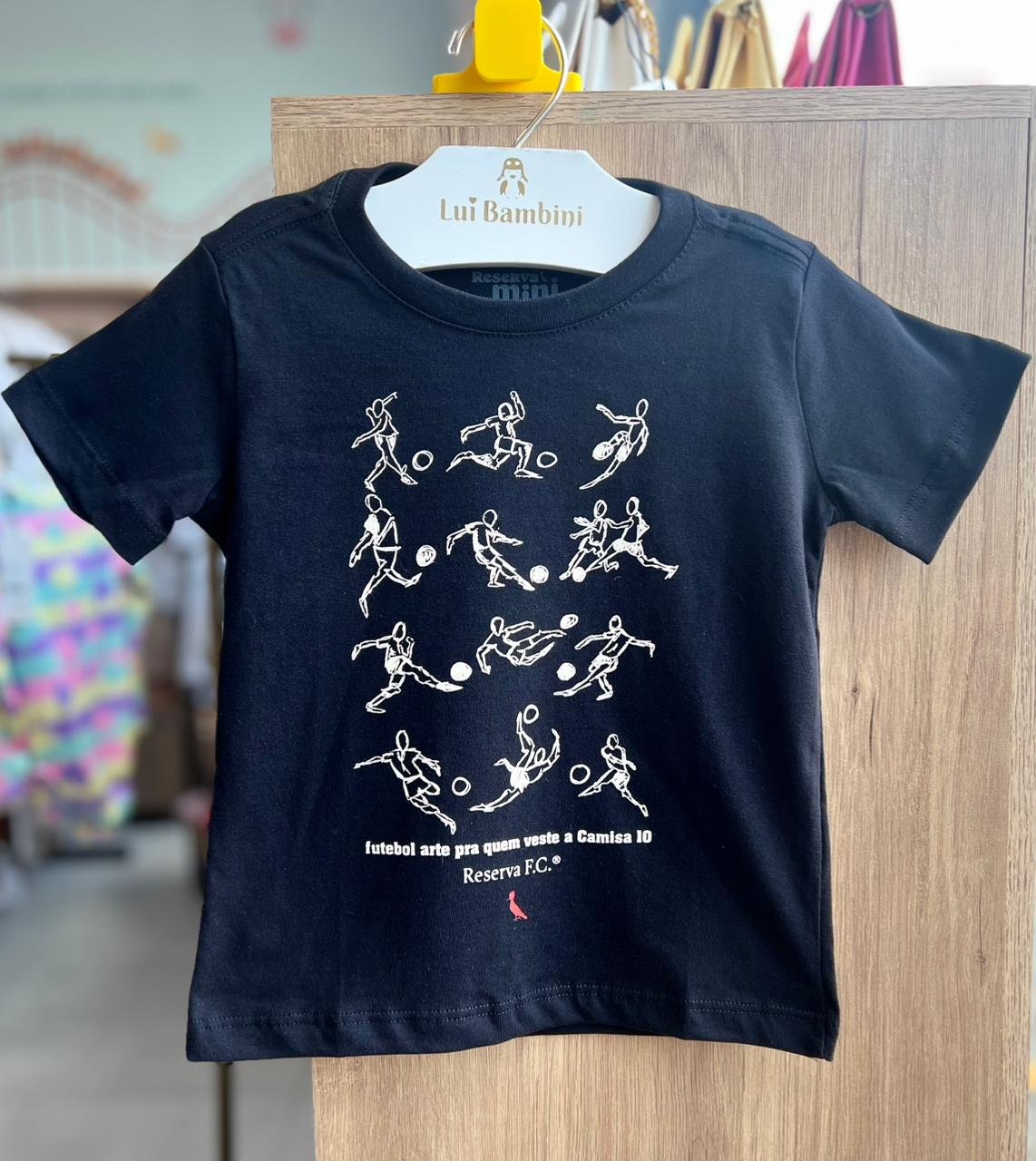 CAMISETA MANGA CURTA JOGADOR FUTEBOL ARTE MENINO RESERVA MINI - PRETO