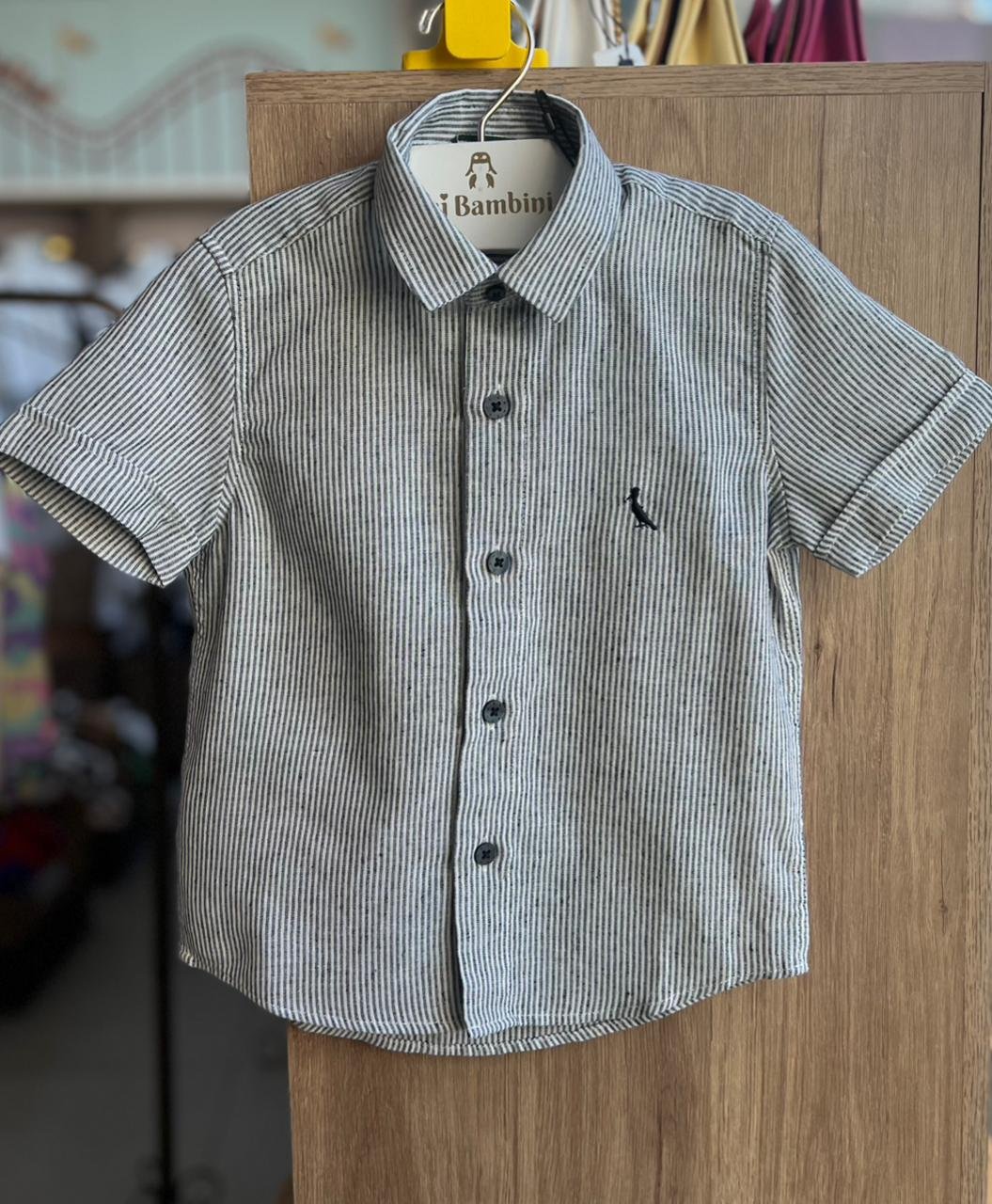 CAMISA MANGA CURTA LISTRADO BOTÃO MENIN RESERVA MINI - MARINHO/OFF