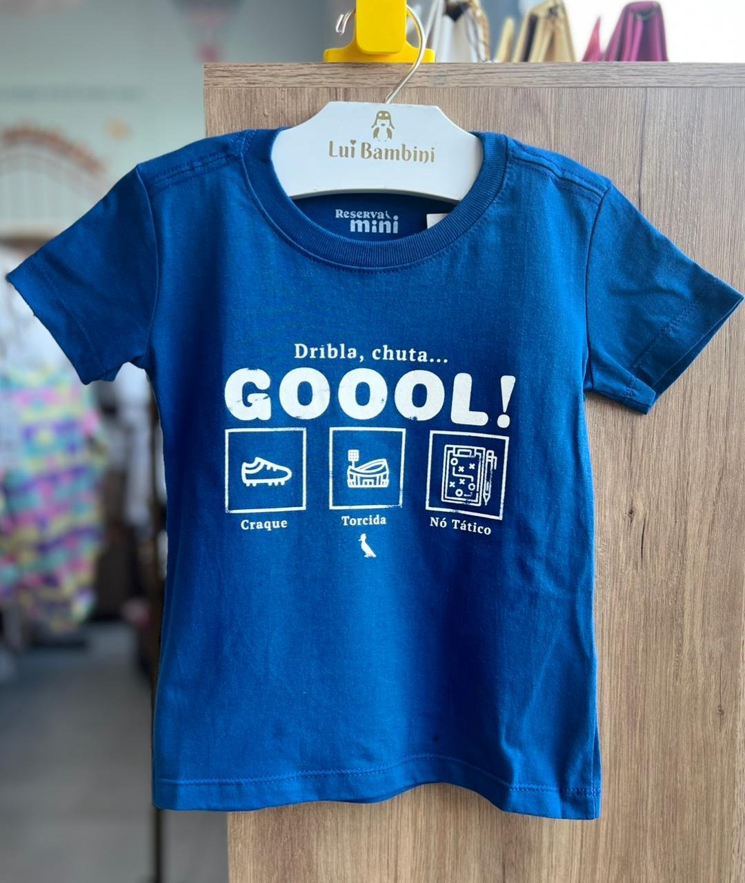 CAMISETA MANGA CURTA GOL FUTEBOL DRIBLA ESTÁDIO MENINO RESERVA MINI - AZUL