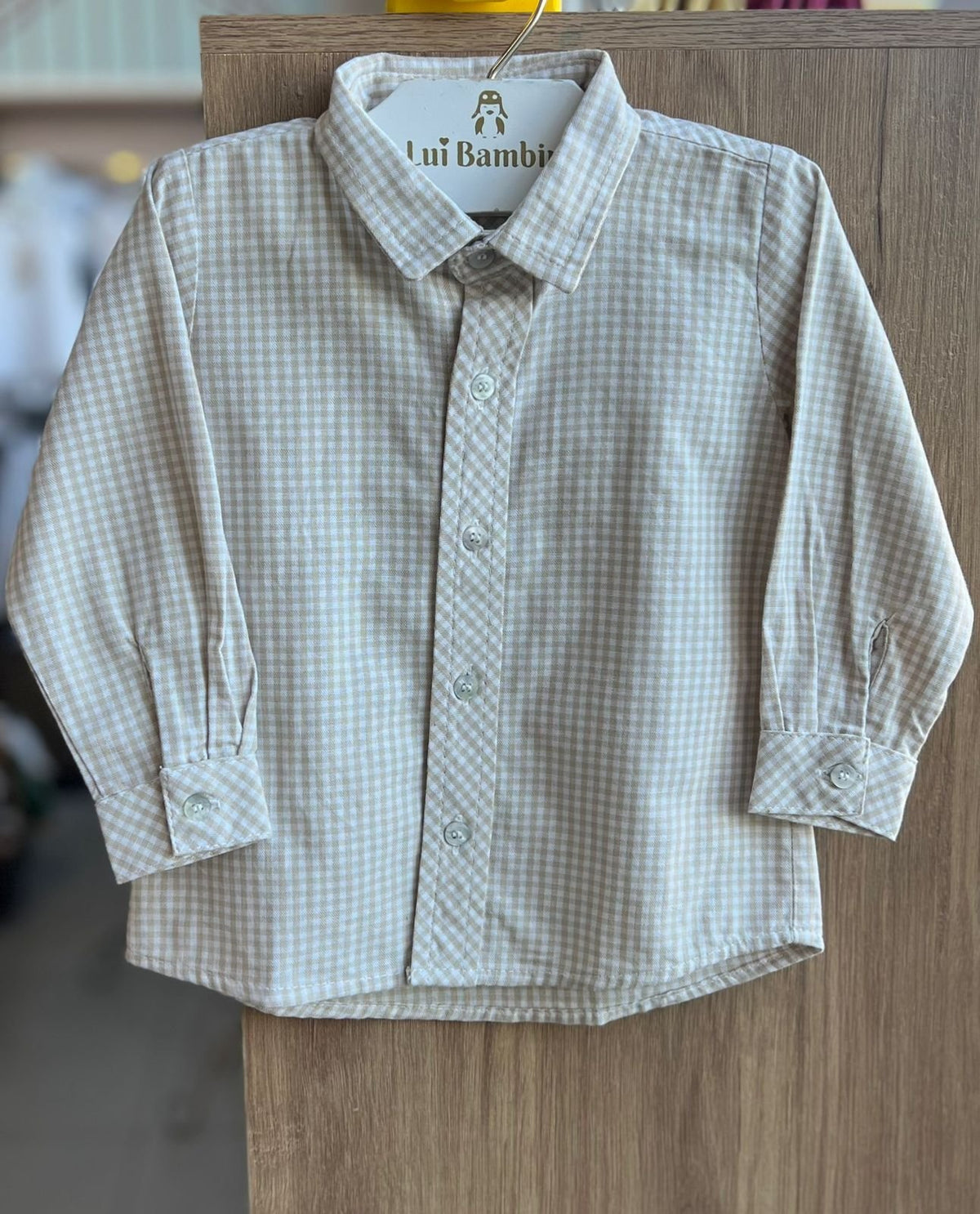 CAMISA MANGA LONGA XADREZ FESTA JUNINA BOTÕES MENINO BARBARA KIDS - BEGE