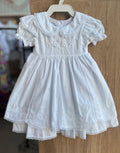 VESTIDO MANGA CURTA BATIZADO BABADO RENDA BORDADO PÉROLAS MENINA BARBARA KIDS - BRANCO