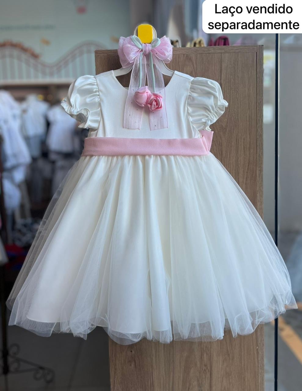 VESTIDO CLASSICO DAMINHA TULE E LAÇO CERIMONIA MENINA BÁRBARA KIDS - ROSE