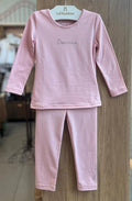 CONJUNTO BLUSA MANGA LONGA STRASS NOMECLATURA E CALÇA LEGGING MENINA PITUCHINHUS - ROSA