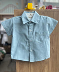 CAMISA MANGA CURTA RISCOS BOTÕES BOLSO MENINO LUI BAMBINI - AZUL