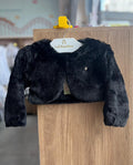 CASACO BOLERO MANGA LONGA PELINHOS PINGENTE STRASS MENINA ANJOS BABY - PRETO