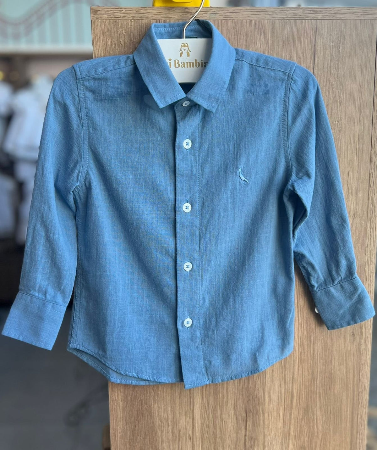 CAMISA MANGA LONGA REVERSÍVEL SOCIAL OXFORD MINIMALISTA PICA PAU MENINO RESERVA MINI - AZUL