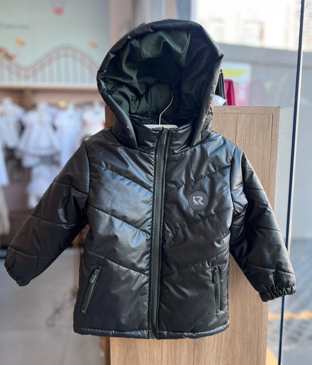 CASACO MANGA LONGA BOMBER CAMALEÃO MAGIC TOUCH PUFF ZÍPER CAPUZ MINIMALISTA PICA PAU MENINO RESERVA MINI - VERDE MUSGO