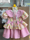 VESTIDO JUNINO MANGA CURTA GOLA XADREZ DUPLO LAÇO FESTA JUNINA MENINA MALAGAH - ROSA